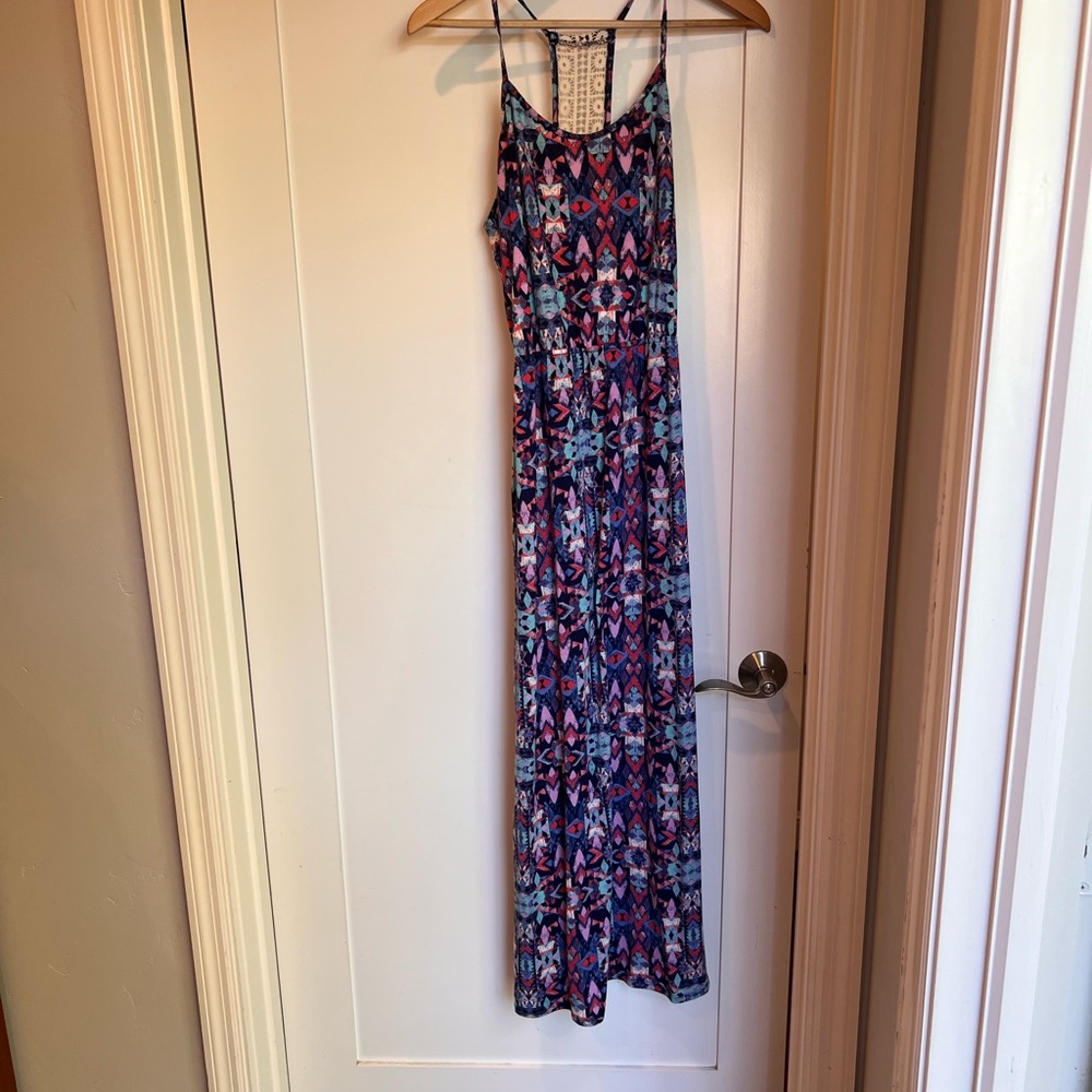 Pink Rose Multicolor Geometric Maxi Dress